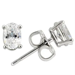 Rhodium 925 Sterling Silver Earrings with AAA Grade CZ in Clear for Women Clear Stone Color Style 0W174