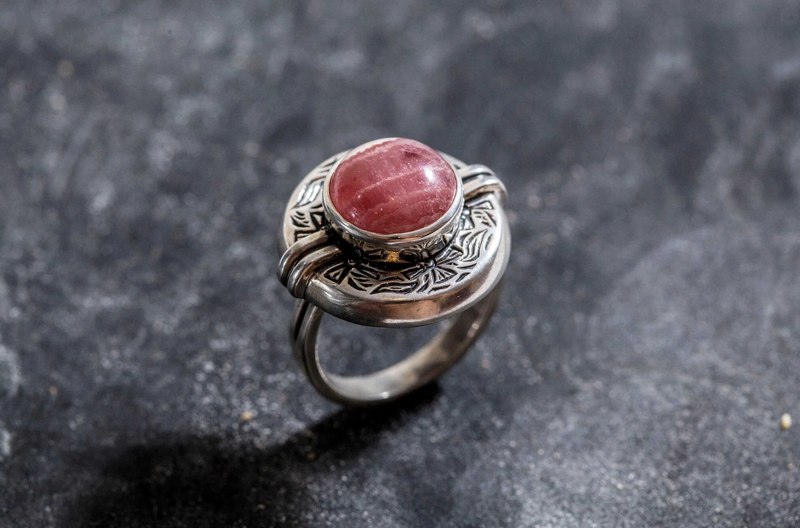 Rhodochrosite Ring - Natural Rhodochrosite Ring - Large Egyptian Ring