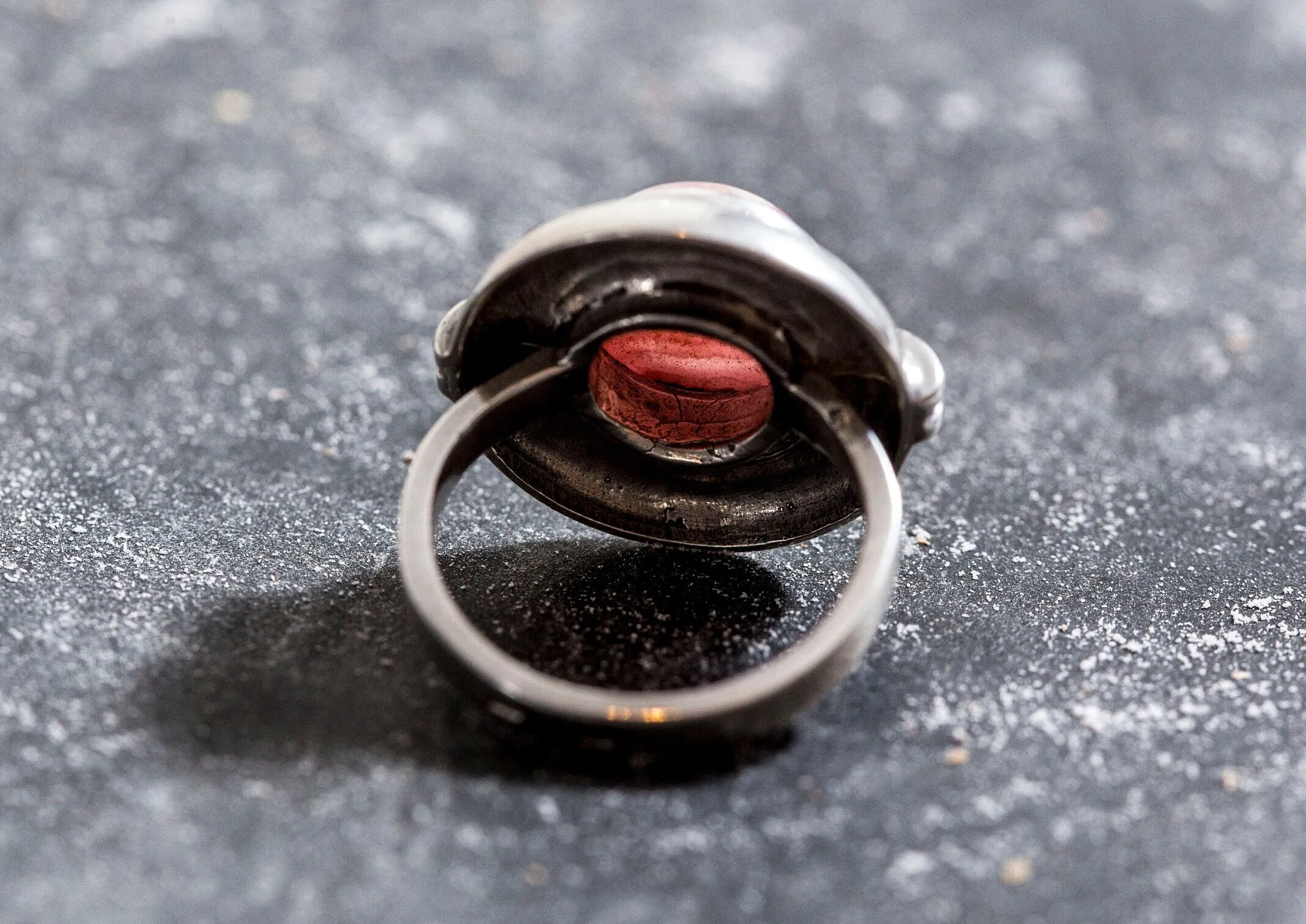 Rhodochrosite Ring - Natural Rhodochrosite Ring - Large Egyptian Ring