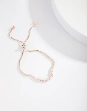 Rose Gold Cubic Zirconia Wave Chain Bracelet