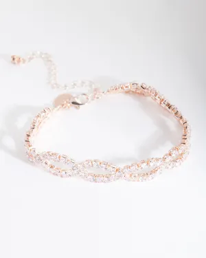 Rose Gold Cubic Zirconia Weave Bracelet