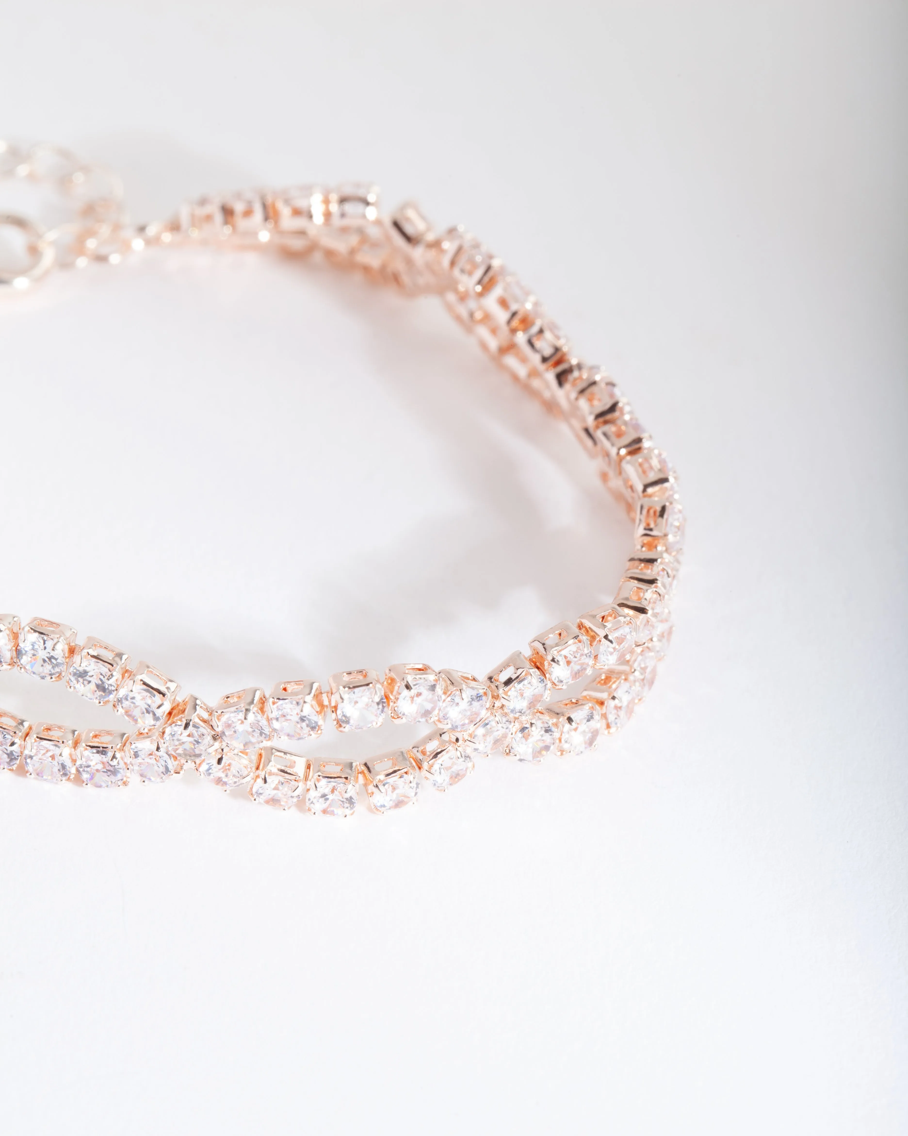 Rose Gold Cubic Zirconia Weave Bracelet