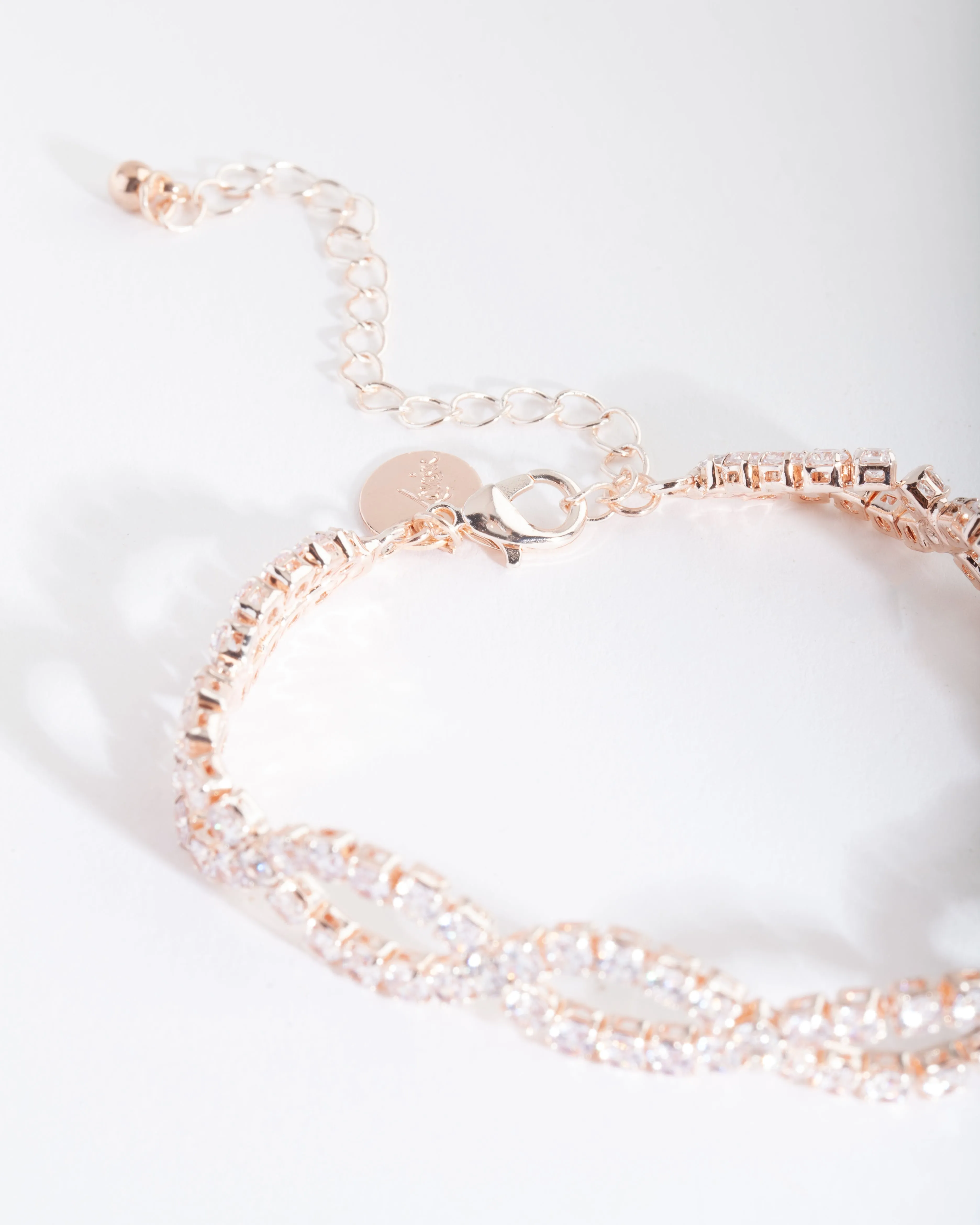 Rose Gold Cubic Zirconia Weave Bracelet