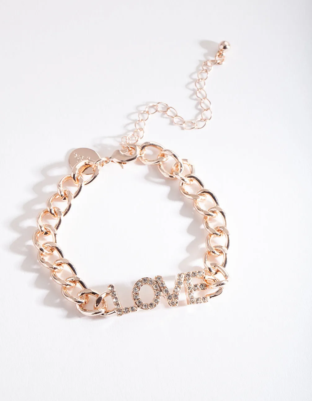 Rose Gold Diamante Love Bracelet