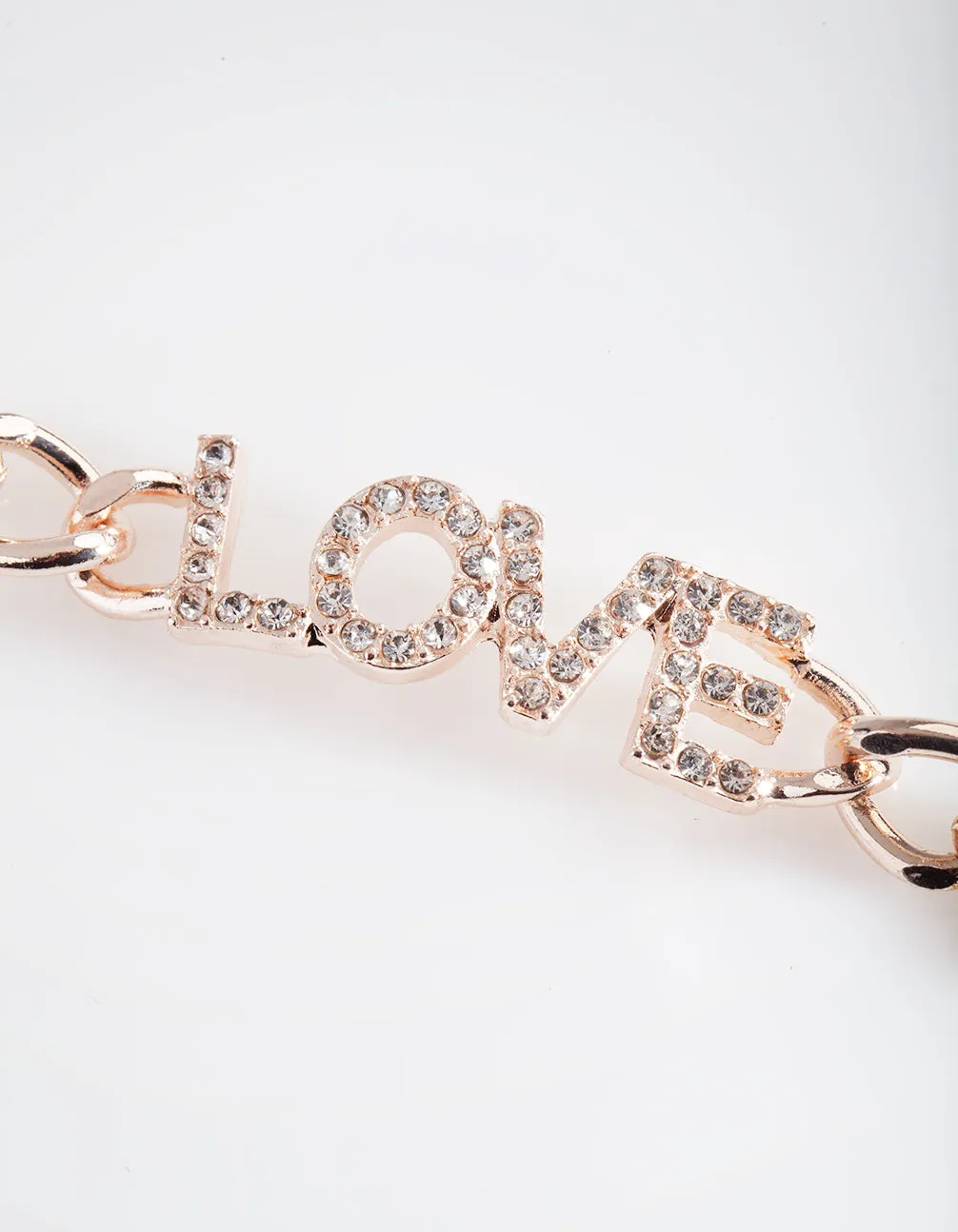 Rose Gold Diamante Love Bracelet