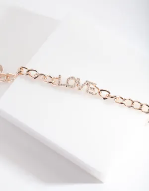 Rose Gold Diamante Love Bracelet