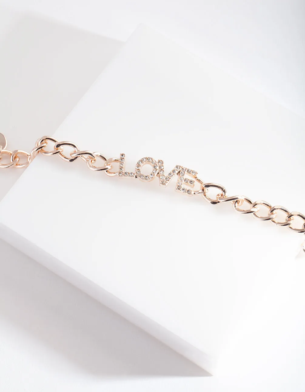 Rose Gold Diamante Love Bracelet