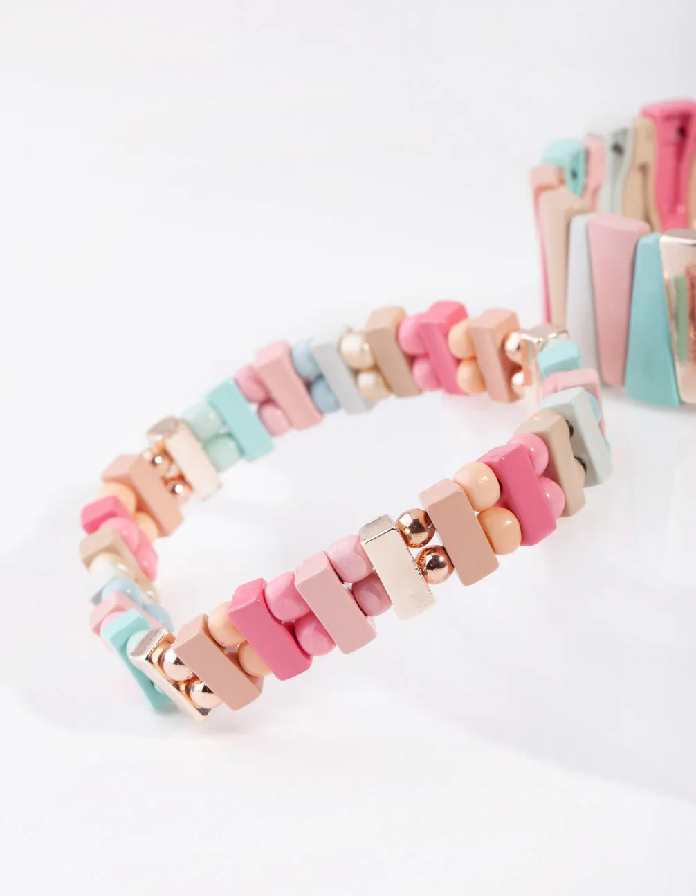 Rose Gold Multi Colour Metal Bracelet 2 Pack