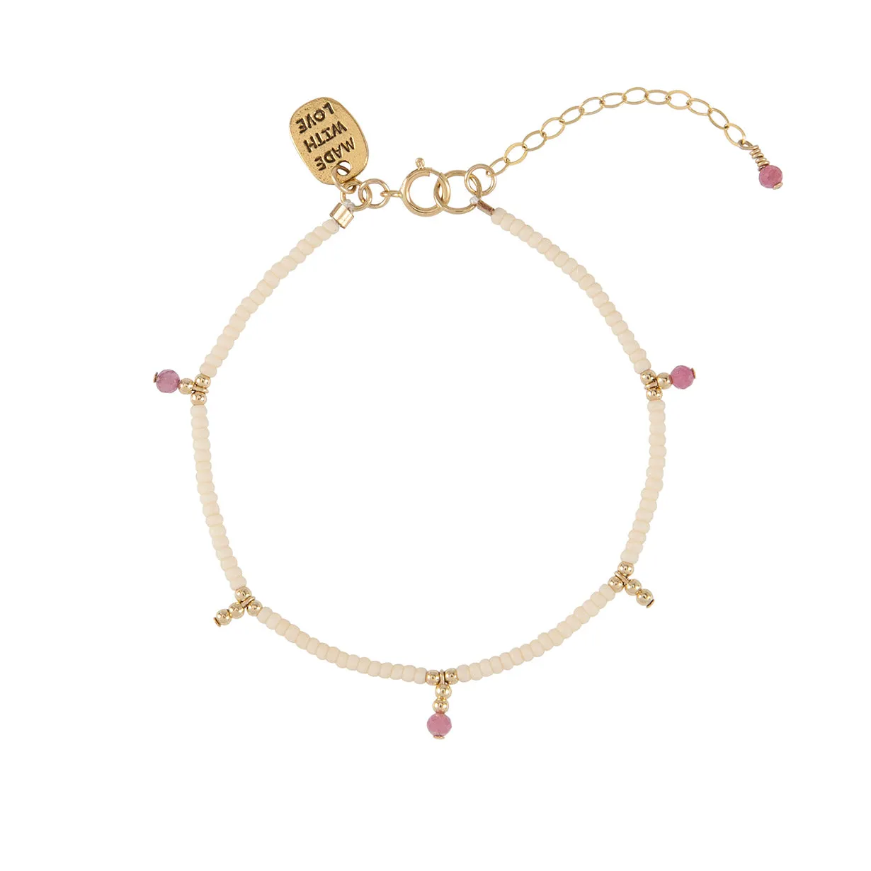 Semi Precious Utulivu 5 Drop Bracelet - MIXED PINKS/GOLD