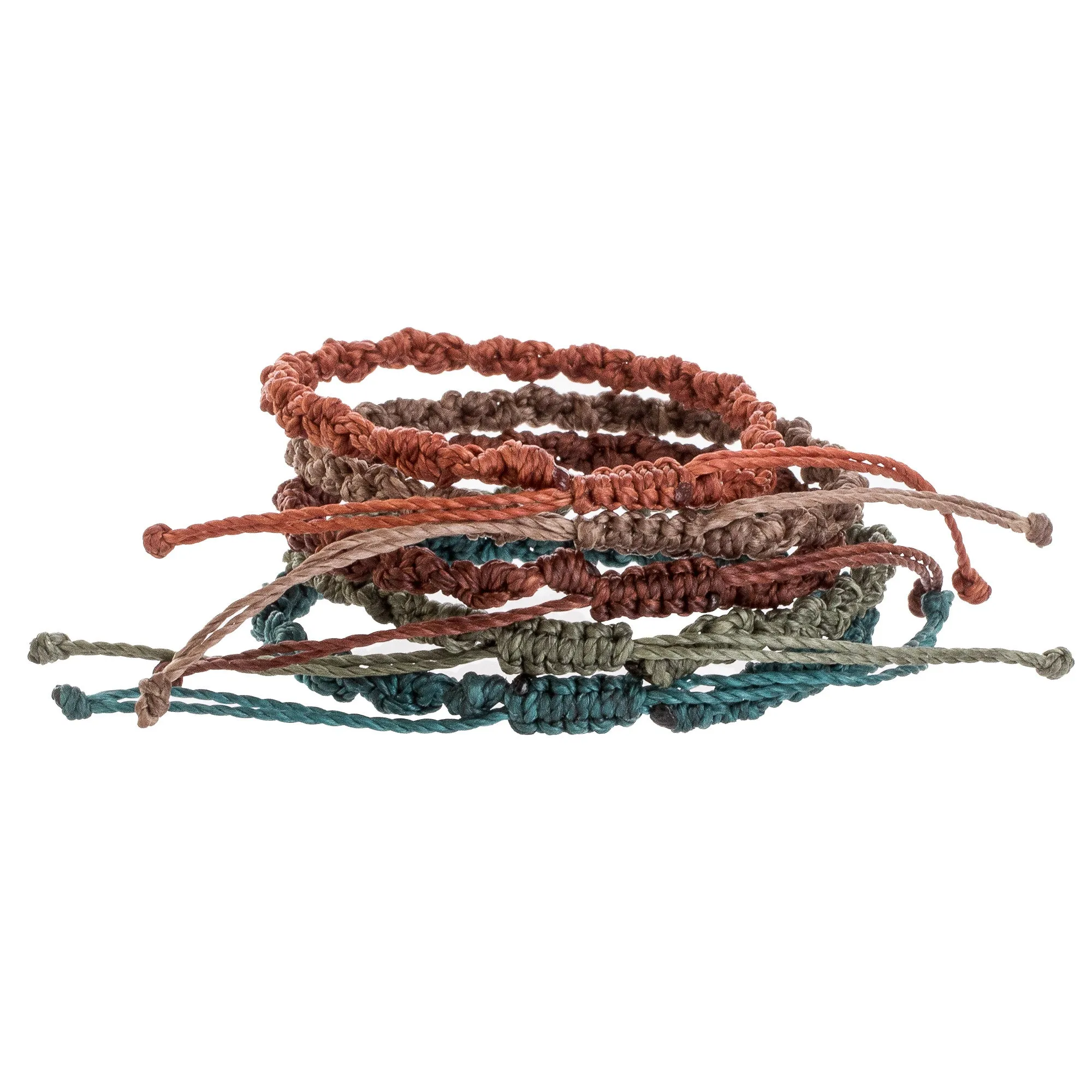 Set of 5 Handmade Assorted Relaxed Color Macrame Bracelets - Flame and Water | NOVICA