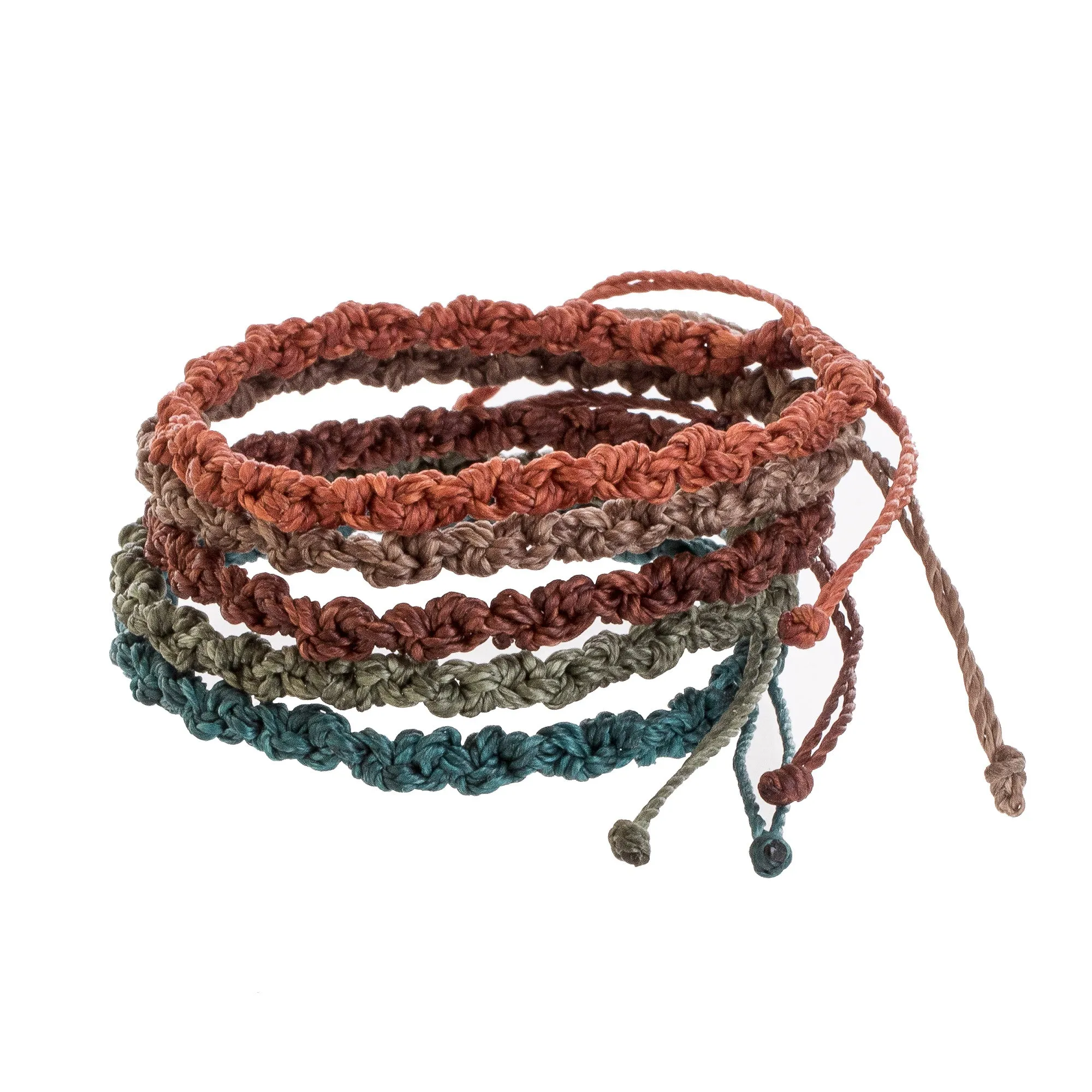 Set of 5 Handmade Assorted Relaxed Color Macrame Bracelets - Flame and Water | NOVICA