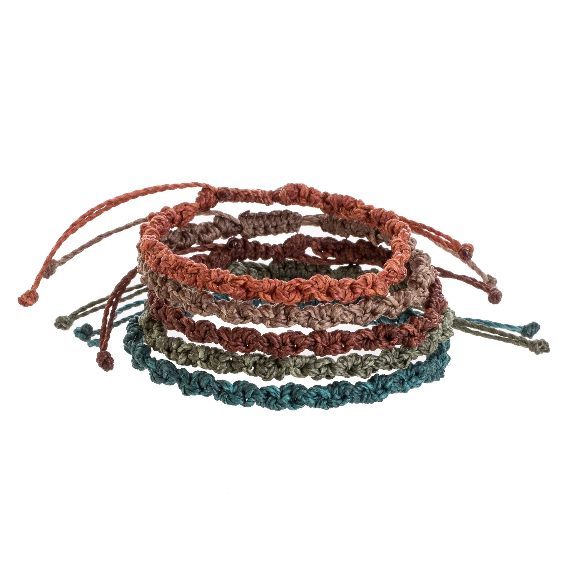 Set of 5 Handmade Assorted Relaxed Color Macrame Bracelets - Flame and Water | NOVICA