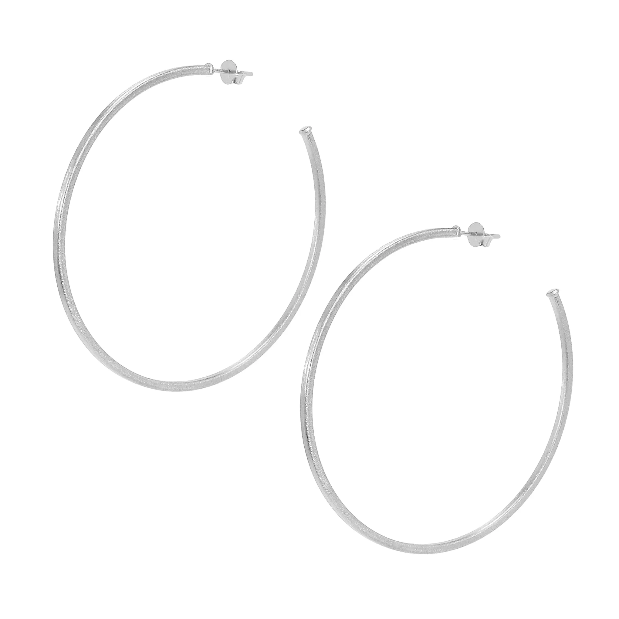 Sheila Fajl 2.75 Inch Niky Hoop Earrings in Silver Plated