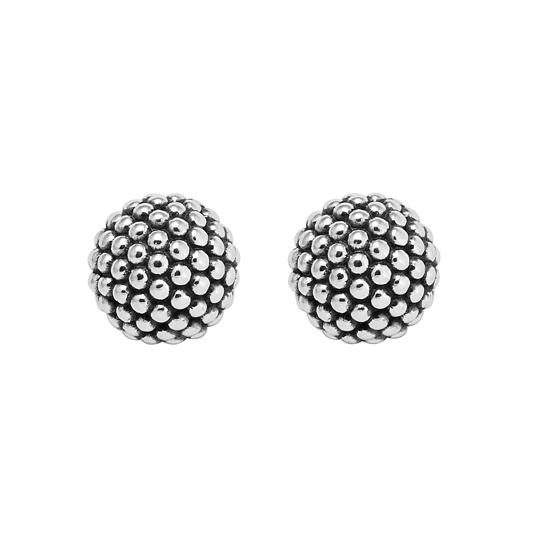 Signature Caviar Beaded Silver Stud Earrings