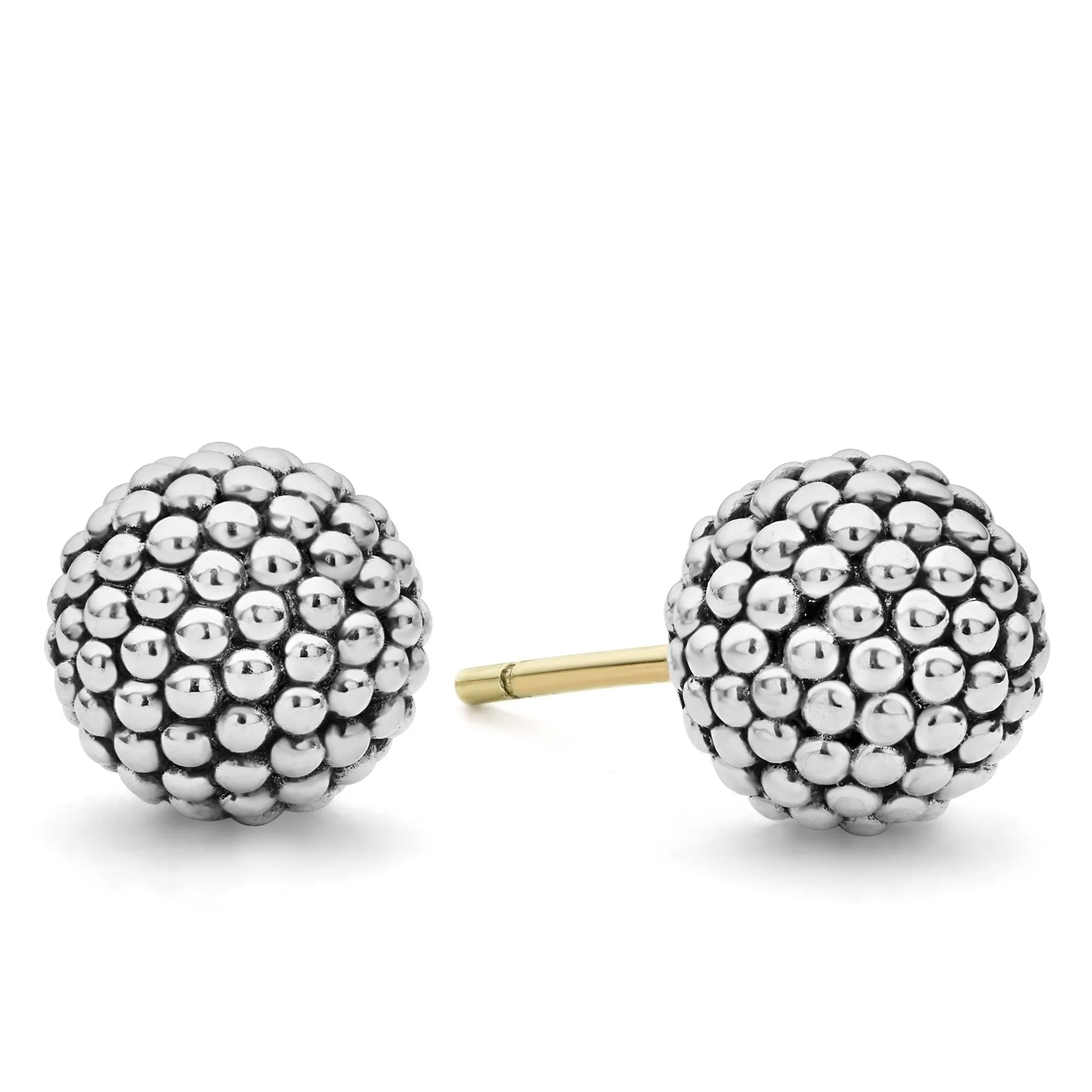 Signature Caviar Beaded Silver Stud Earrings