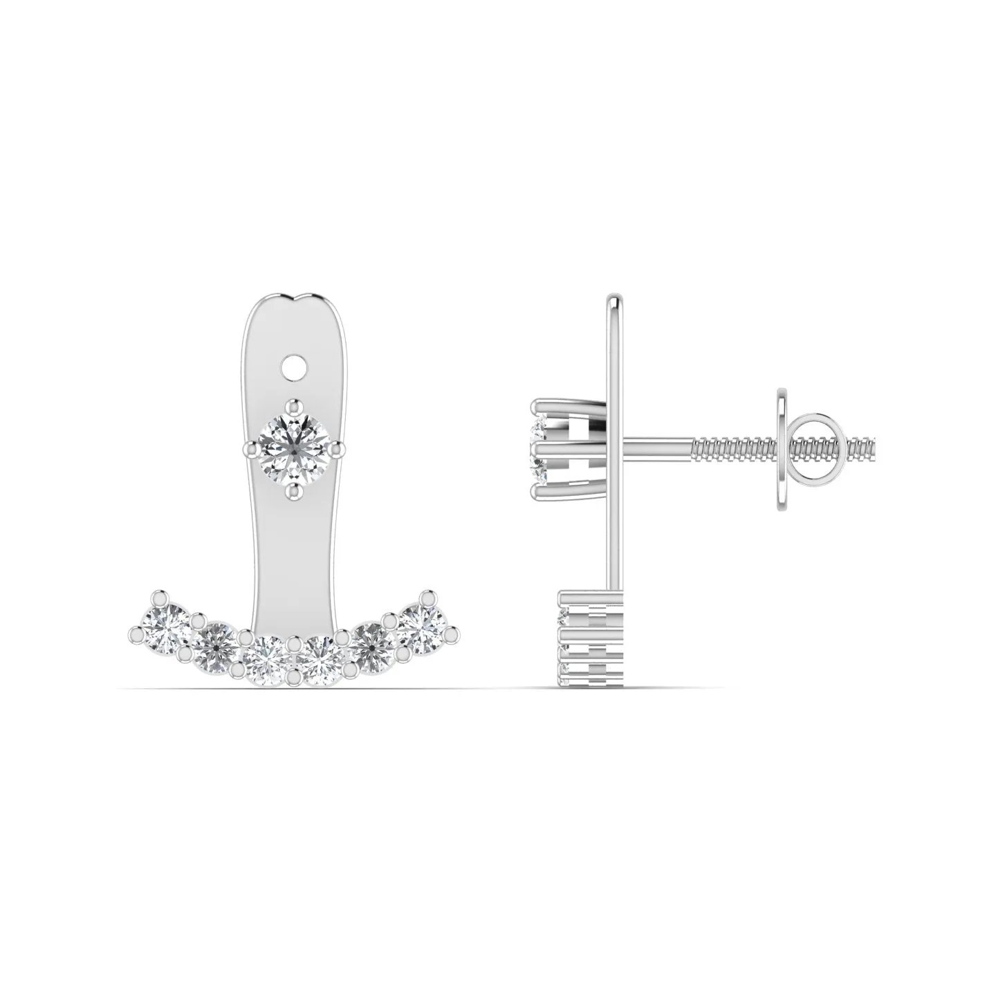 Silver Arc-Shaped Stud Earrings