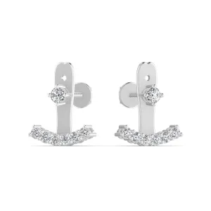 Silver Arc-Shaped Stud Earrings