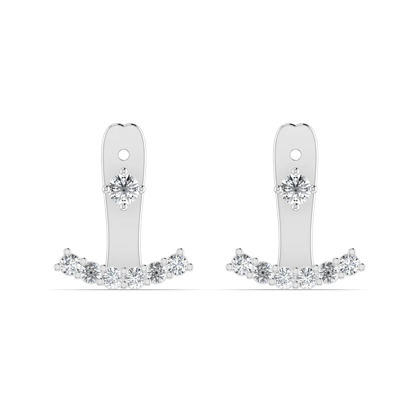 Silver Arc-Shaped Stud Earrings