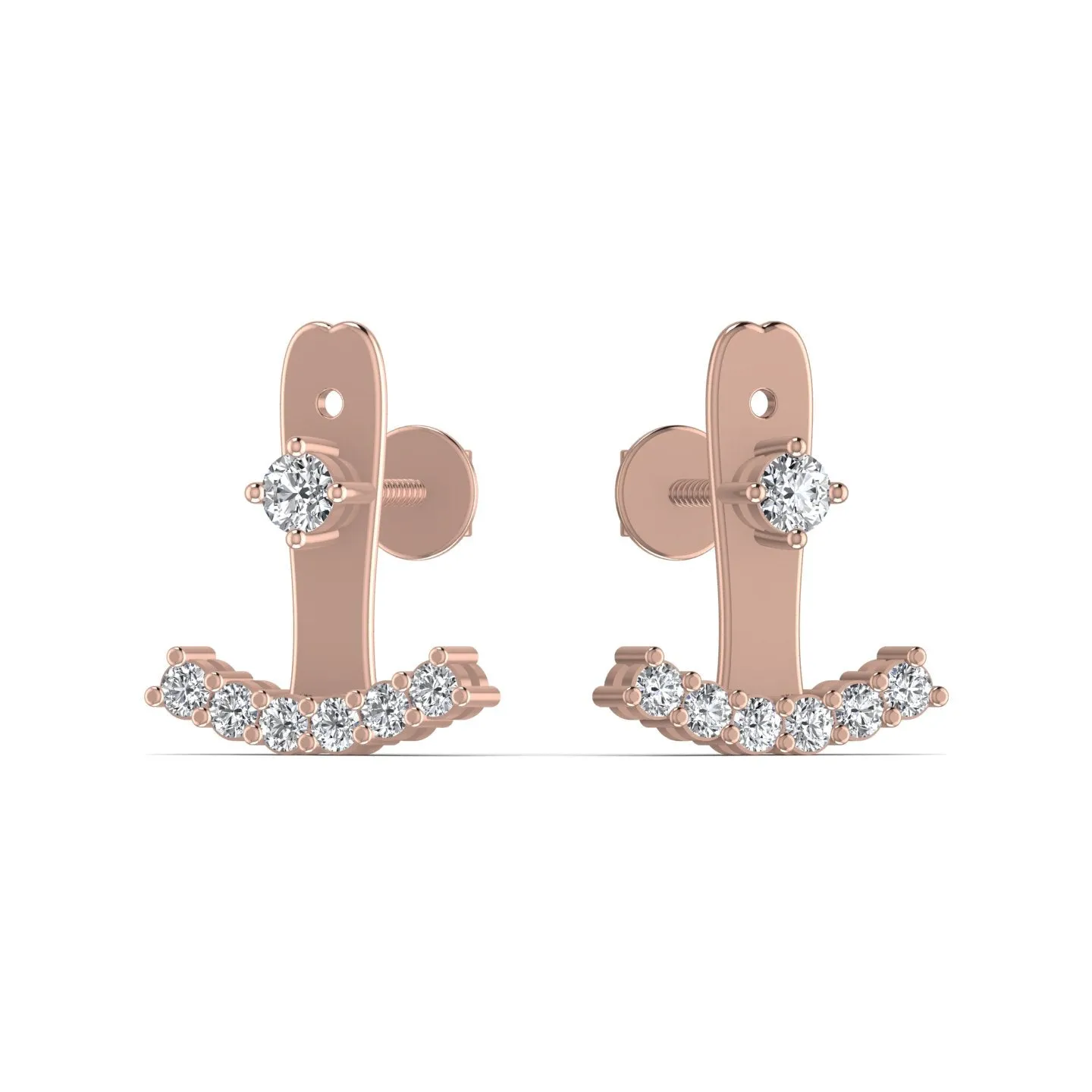 Silver Arc-Shaped Stud Earrings