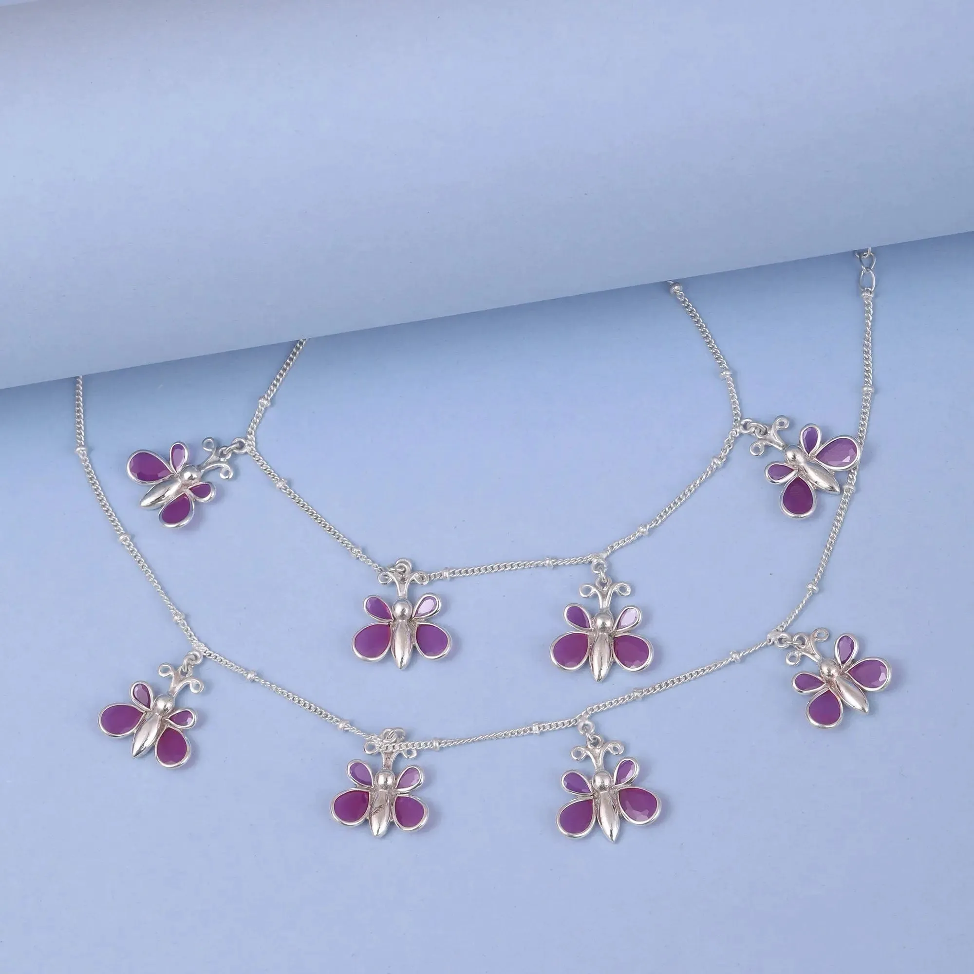 Silver butterfly anklet