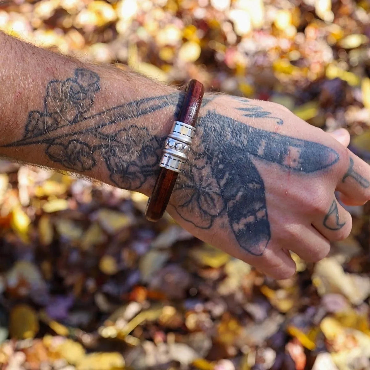 Silver Chrome Leather Bracelet