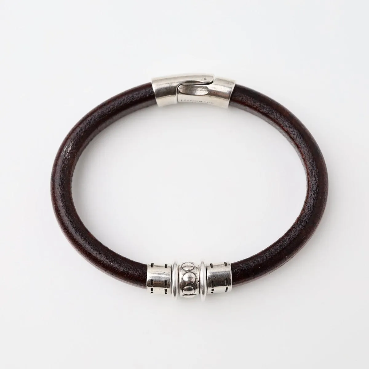 Silver Chrome Leather Bracelet