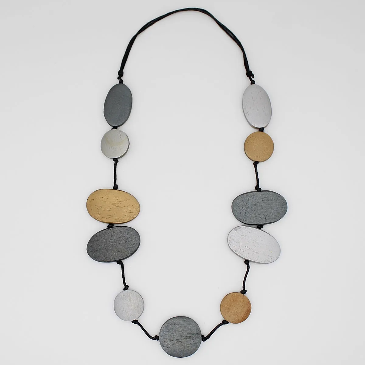 Silver Journi Wood Bead Necklace