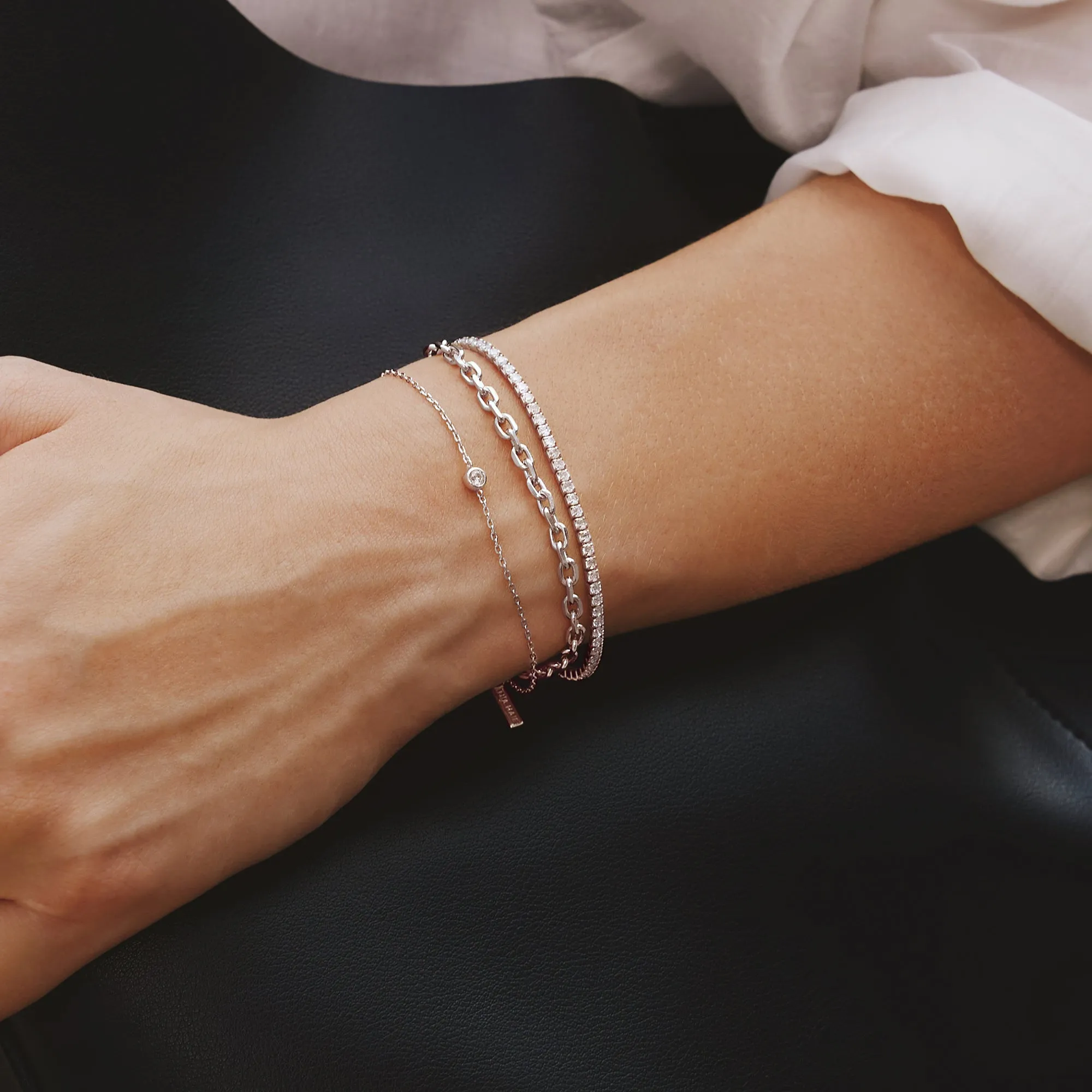 Silver Sparkle Bezel Bracelet