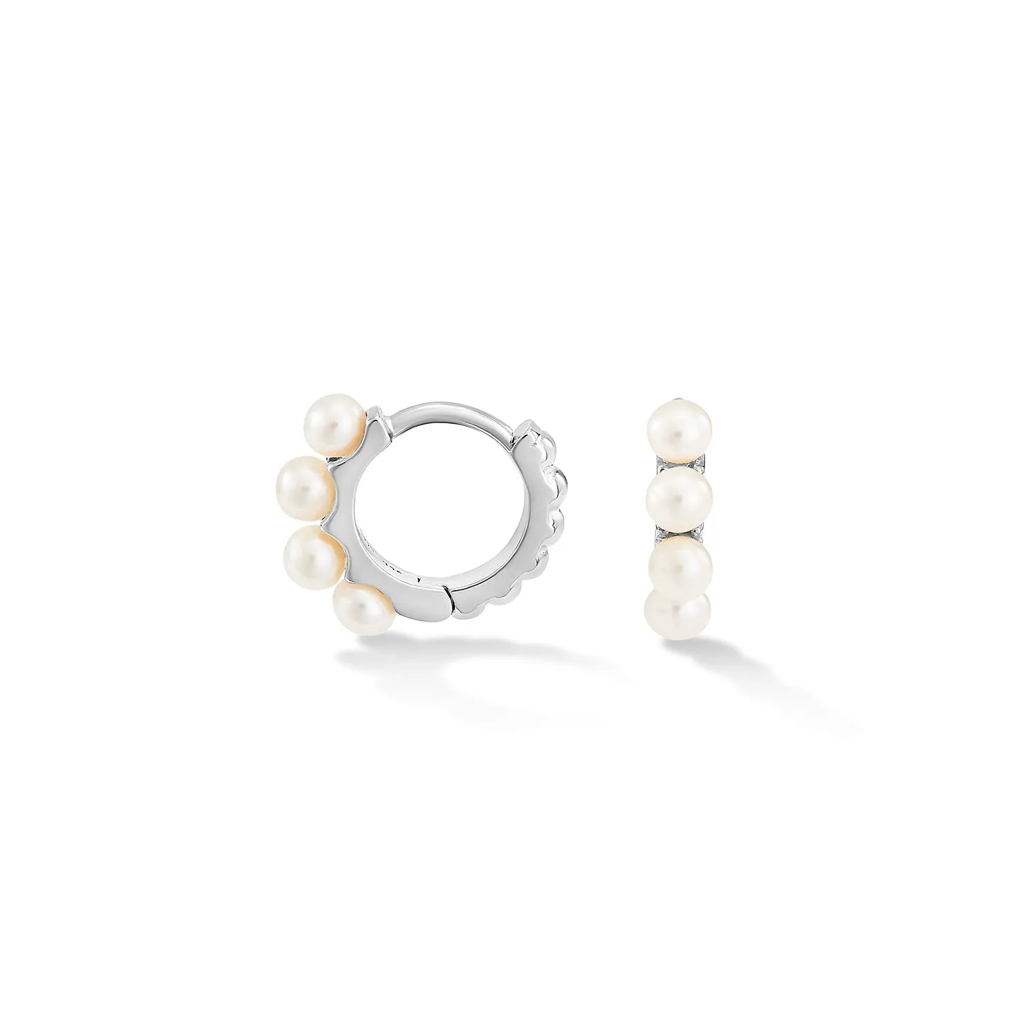 Small Timeless Pearl Huggie Hoops