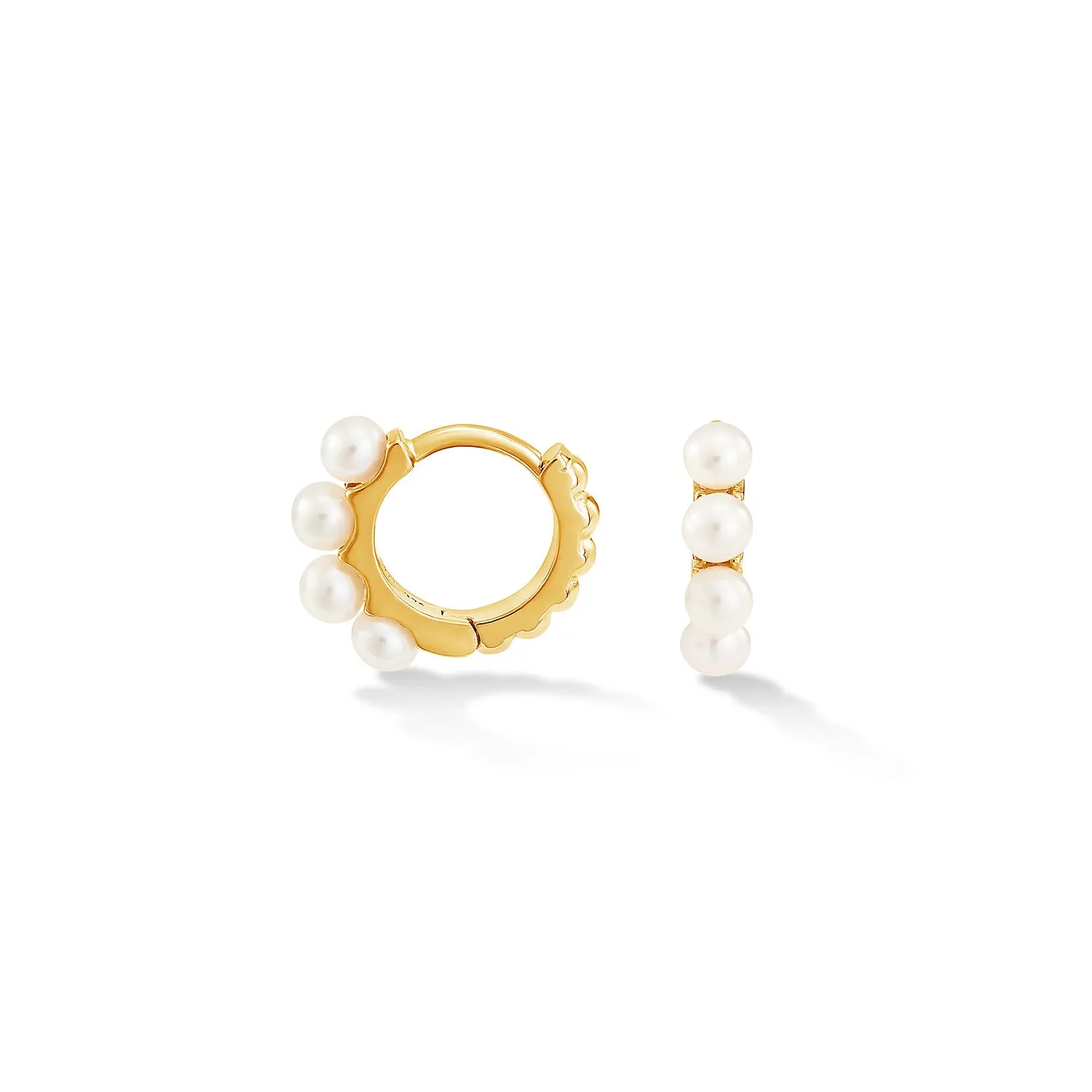 Small Timeless Pearl Huggie Hoops