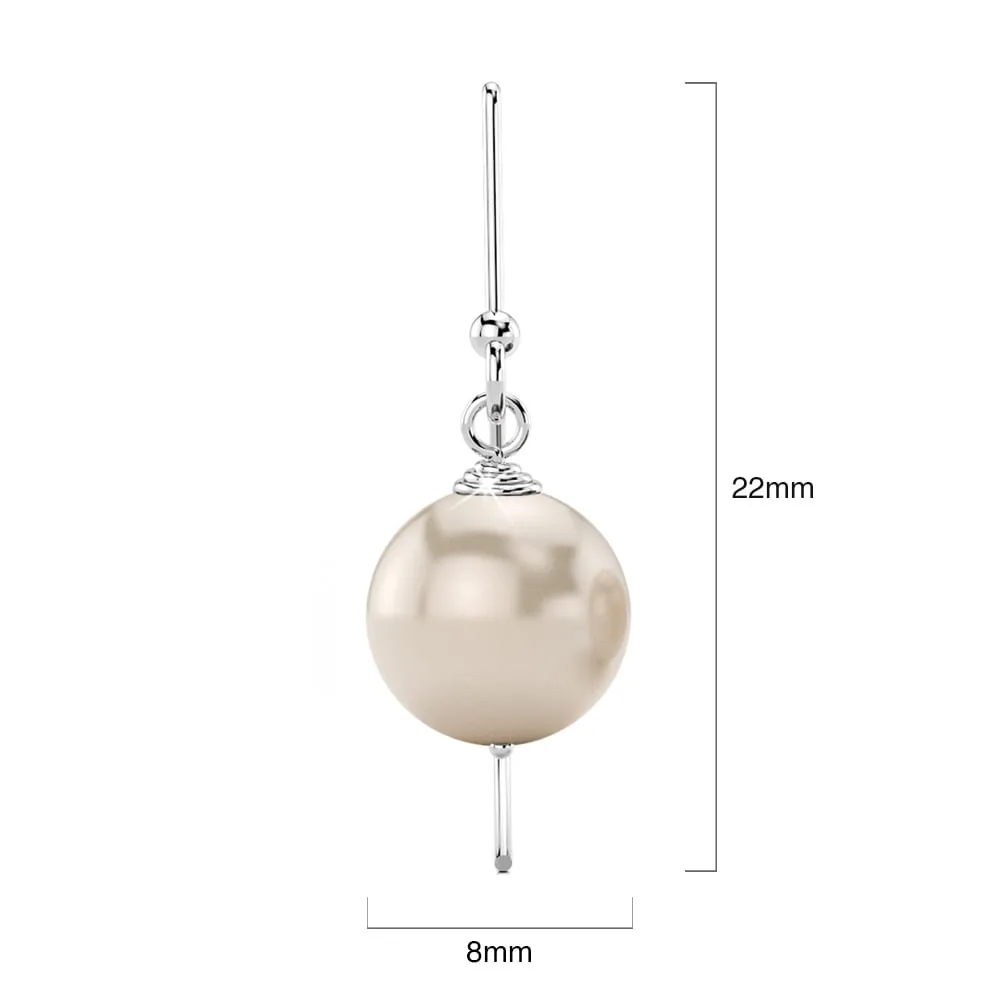 Solid 925 Sterling Silver Freshwater Pearl Drop Earrings White