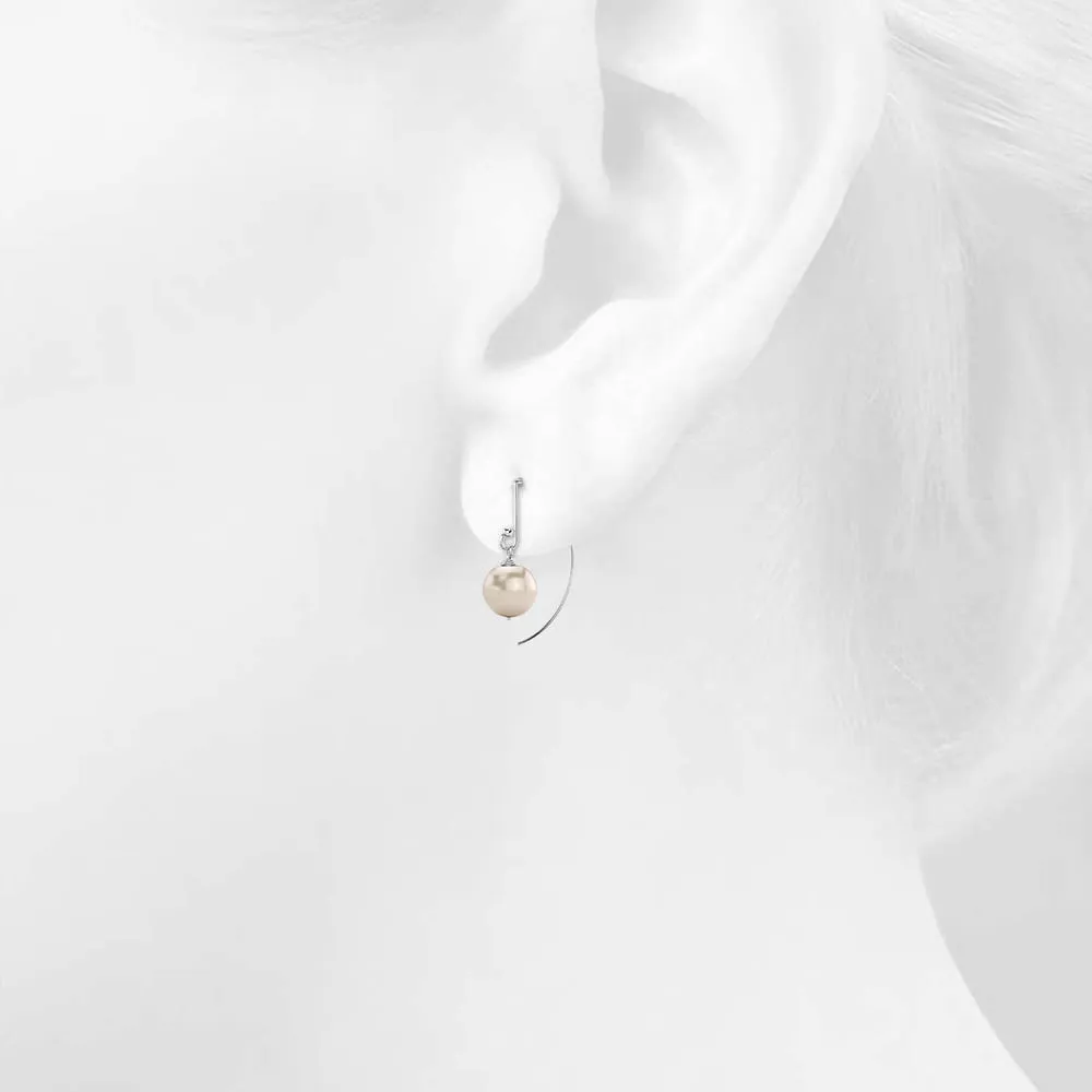 Solid 925 Sterling Silver Freshwater Pearl Drop Earrings White