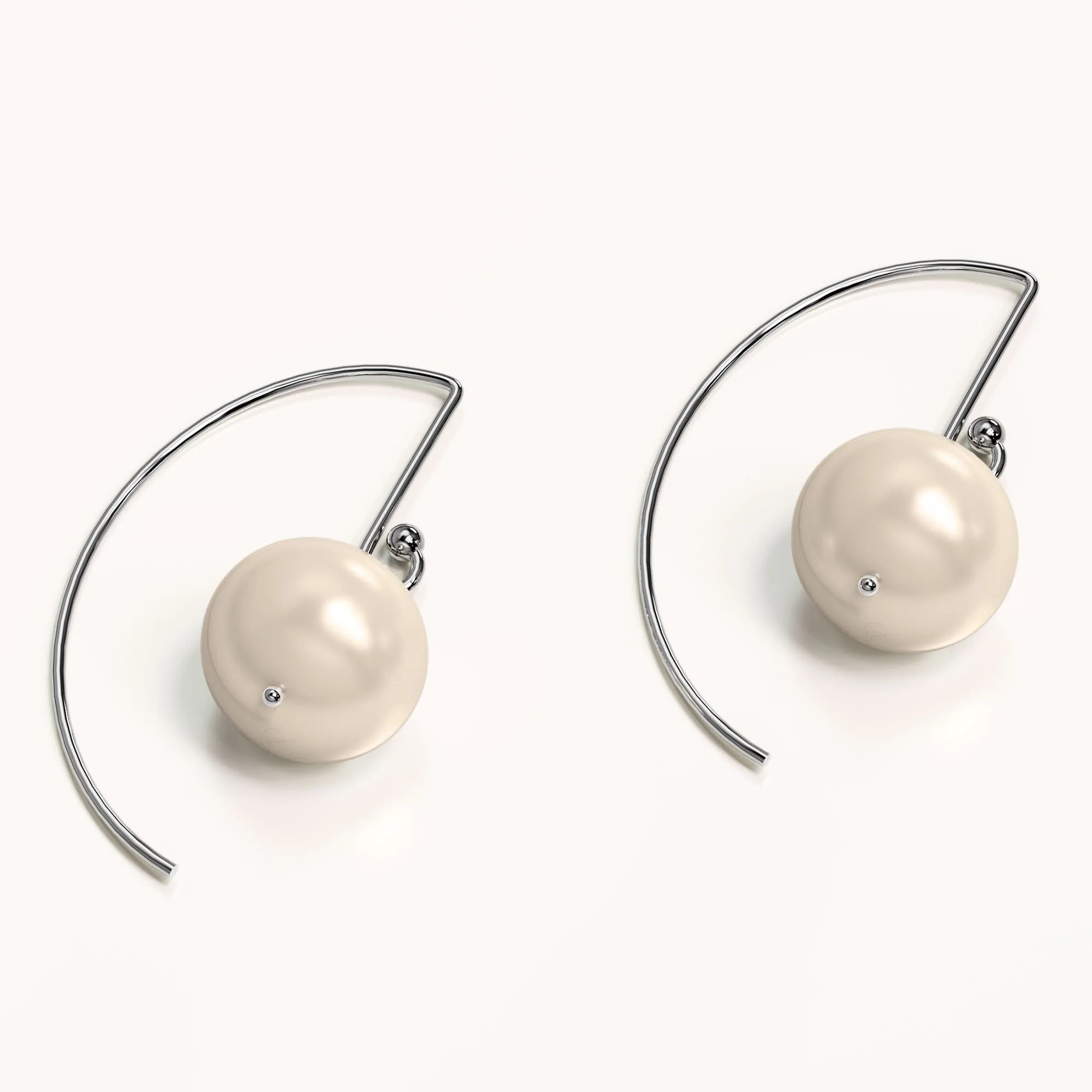 Solid 925 Sterling Silver Freshwater Pearl Drop Earrings White