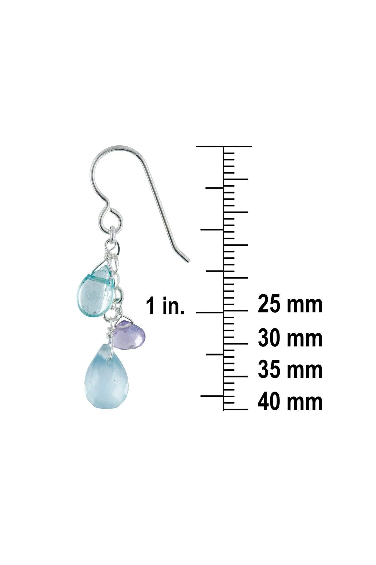 Spring Earrings, Pastel Blue Chalcdeony, Apatite, Amethyst