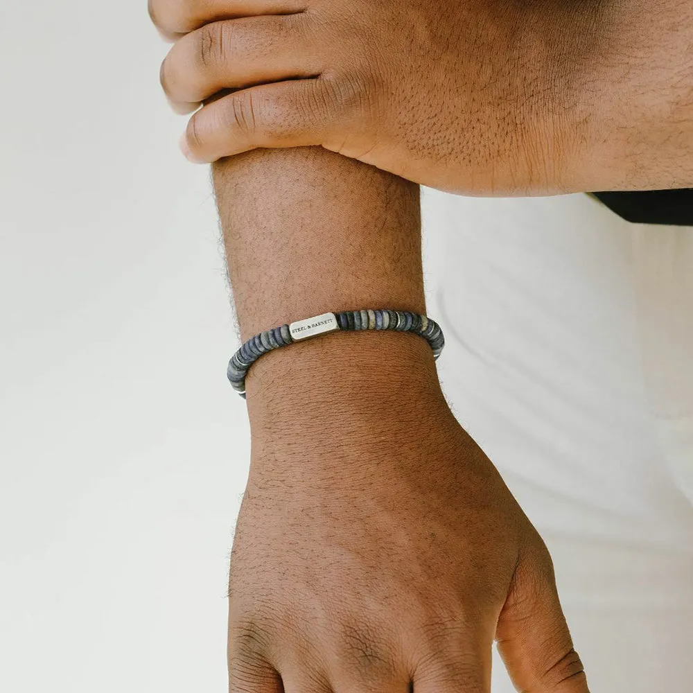 Stainless Steel & Matte Sodalite Beaded Bracelet - "Two Tone"