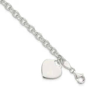 Sterling Silver 1.5mm Engraveable Heart Charm Bracelet