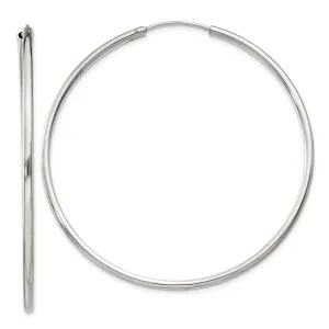 Sterling Silver Endless Hoop Earrings 2mmx55mm