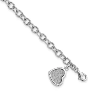 Sterling Silver Rhodium-plated Glitter Enamel Heart Bracelet