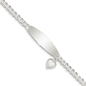 Sterling Silver w/Heart Charm ID Bracelet