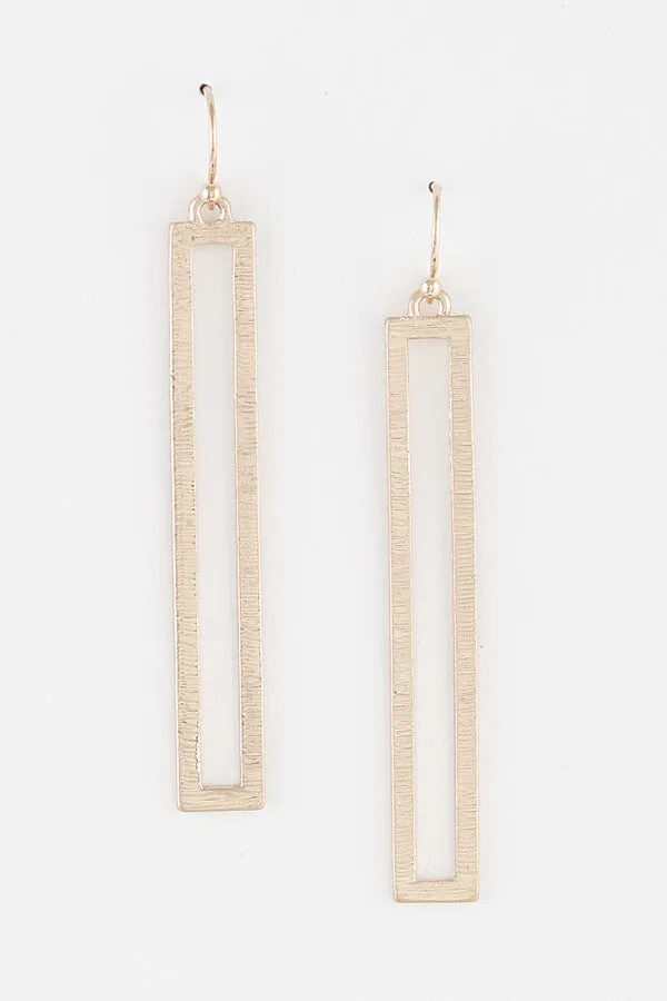 Textured Hollow Slim Rectangle Drop Earrings