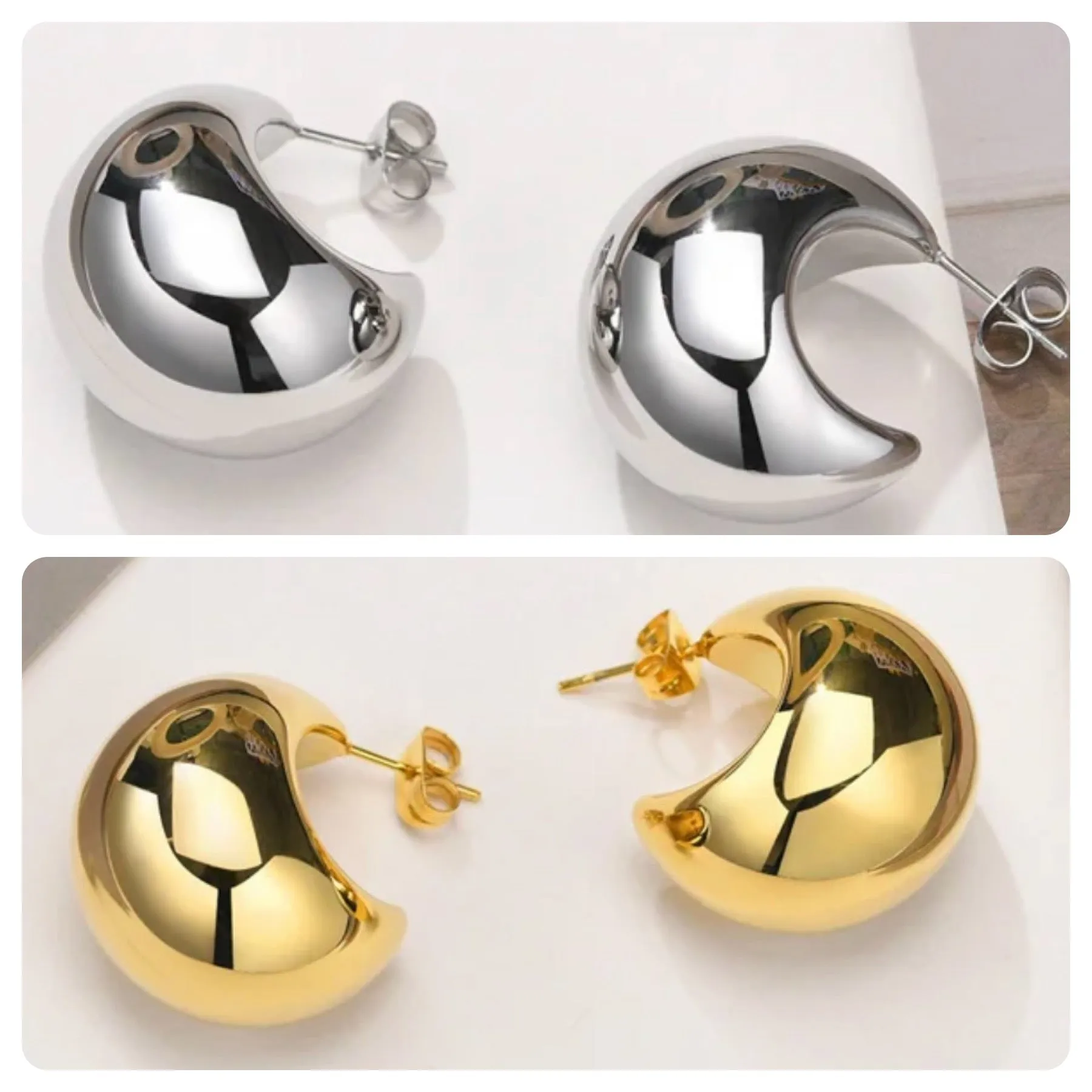 Timeless Silver & Gold Hoop - Stud Earrings