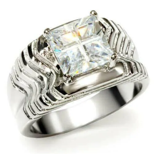 TK028 - High polished (no plating) Stainless Steel Ring with AAA Grade