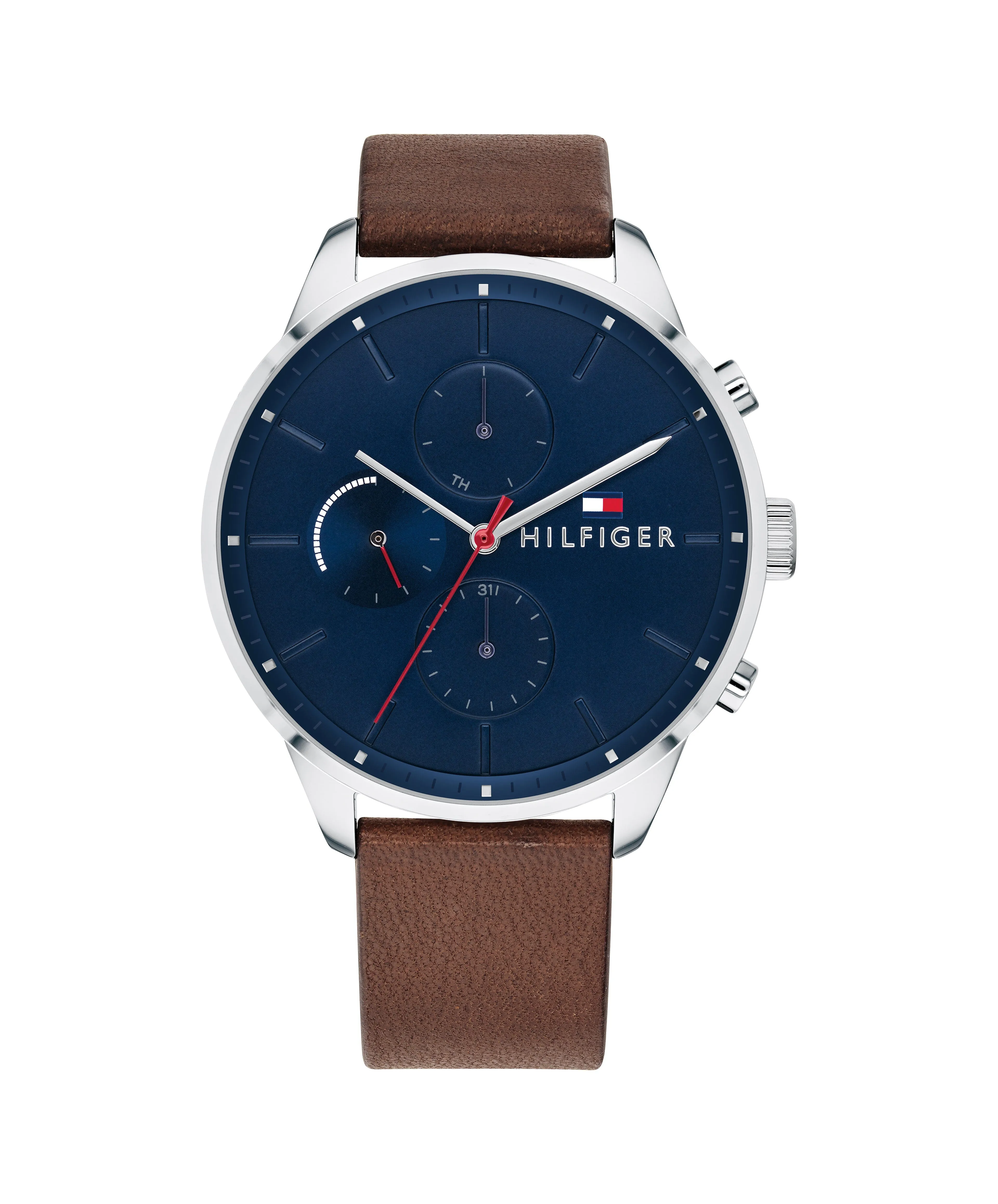 Tommy Hilfiger Chase Brown Leather Navy Dial Men's Watch 1791487