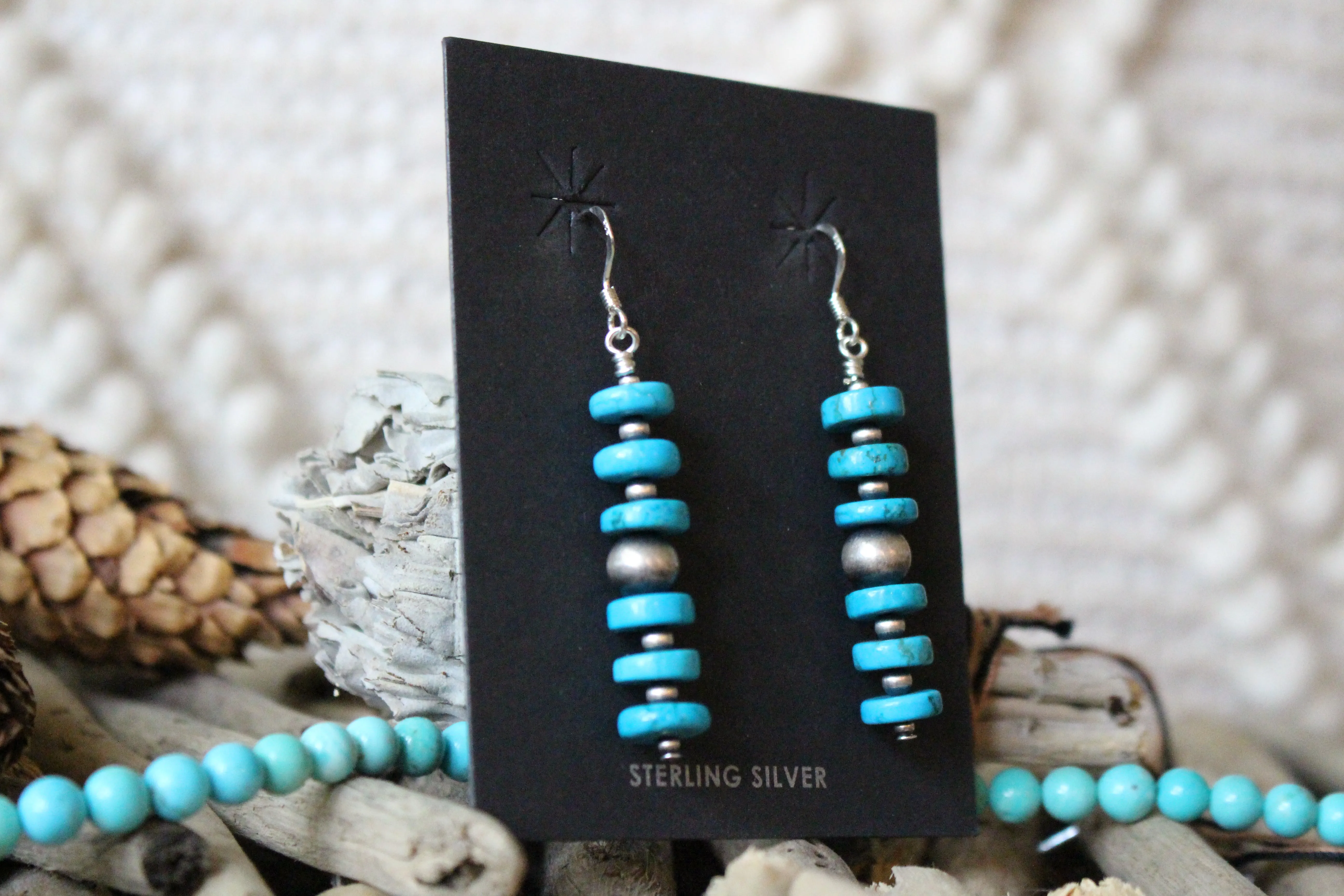 Turquoise and Navajo Pearl Earrings