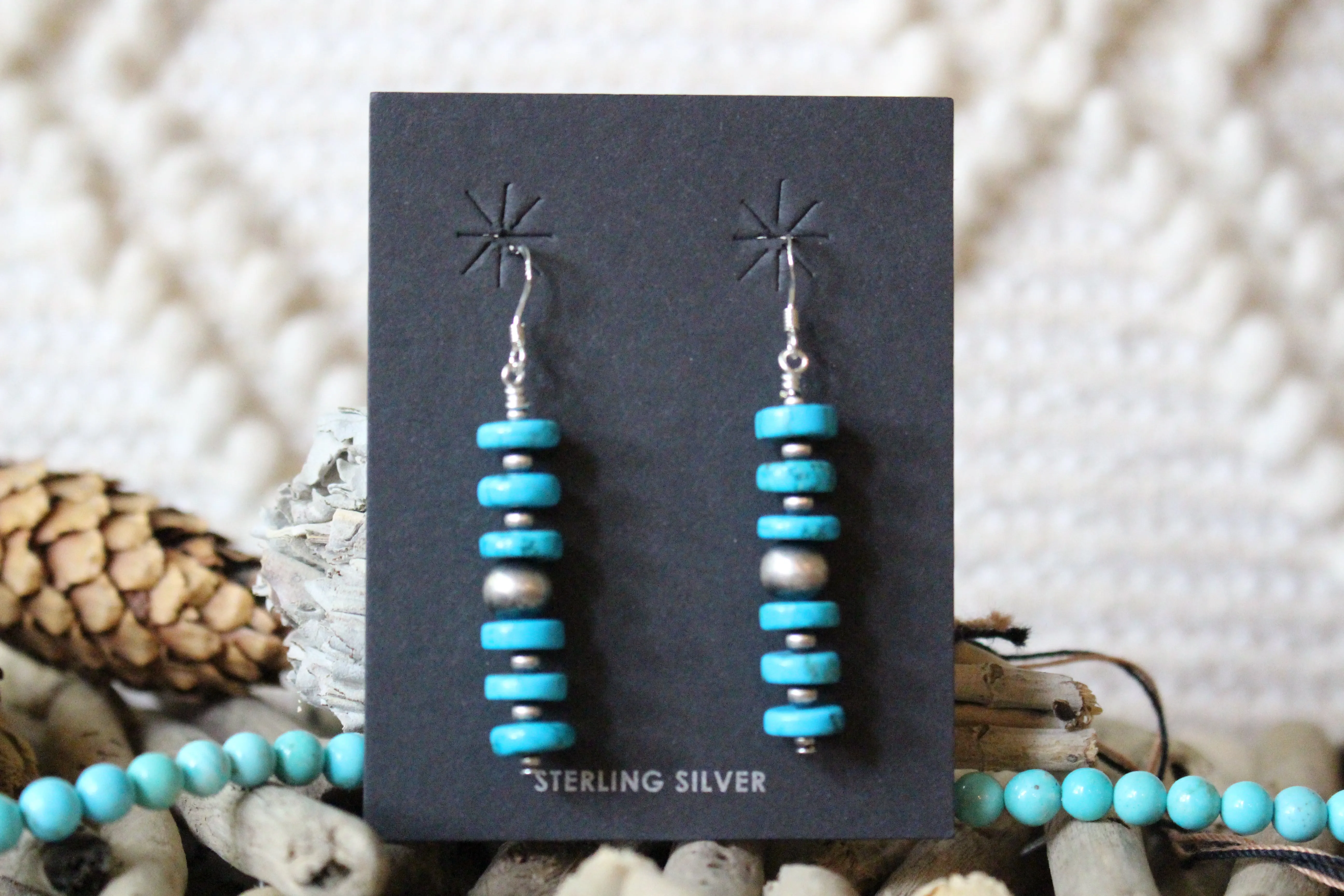 Turquoise and Navajo Pearl Earrings