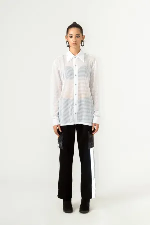 Unisex Dramatic White Mesh Shirt