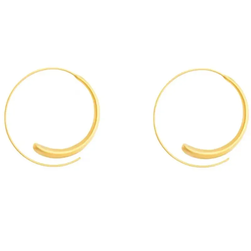 VAIGE Matte Gold Circle Drop Earrings - Exaggerated Fashion Jewelry for Christmas Parties, Copper Alloy Construction