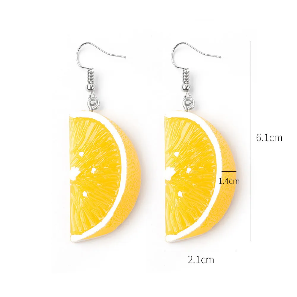 Versatile Personality Resin Orange Petal Three-dimensional Fruit Earrings Earrings