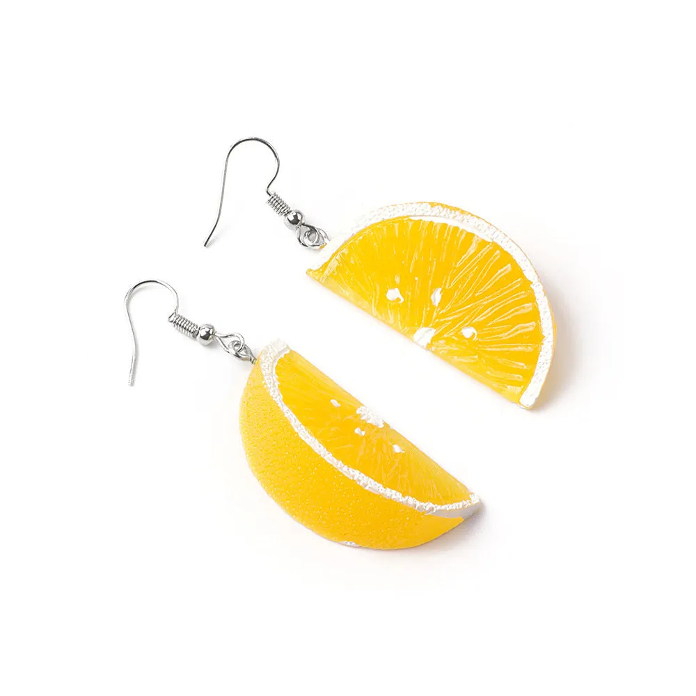 Versatile Personality Resin Orange Petal Three-dimensional Fruit Earrings Earrings