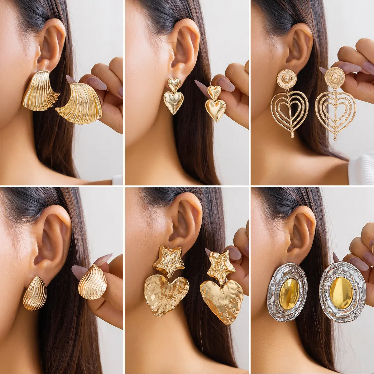 Versatile Retro Striped Stud Earrings for Women